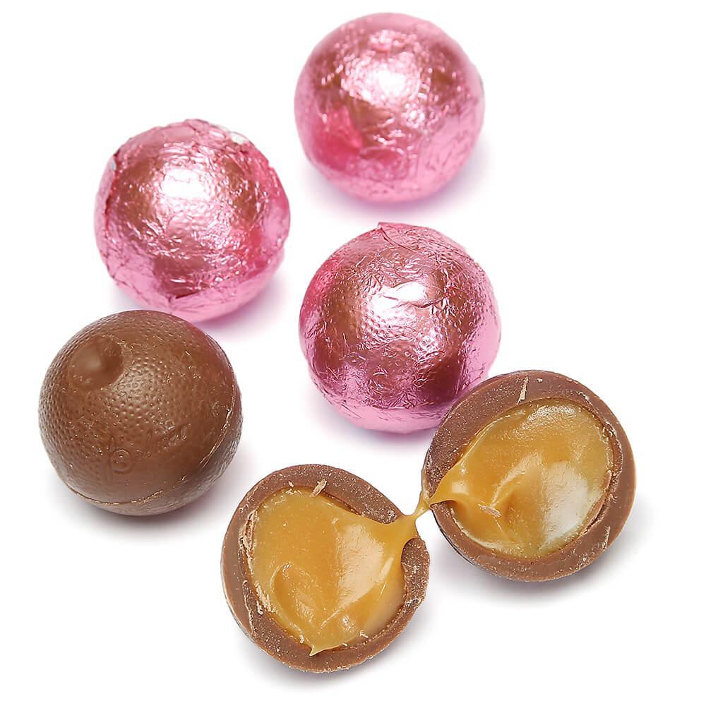 Palmer Foiled Caramel Filled Chocolate Candy Balls - Pink: 5LB Bag - Candy Warehouse