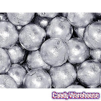 Palmer Foiled Caramel Filled Chocolate Candy Balls - Silver: 5LB Bag - Candy Warehouse