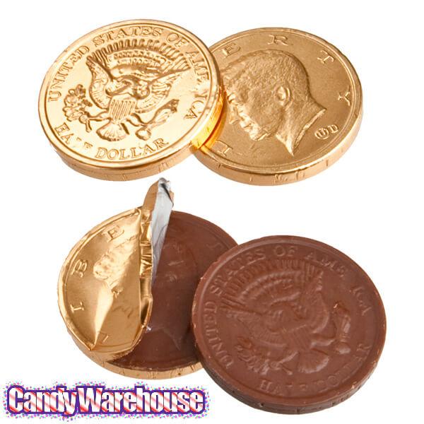 Palmer Foiled Chocolate Half Dollars Candy Coins: 4LB Bag - Candy Warehouse