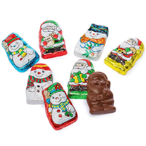 Palmer Foiled Mini Chocolate Santas and Snowmen: 4LB Bag - Candy Warehouse