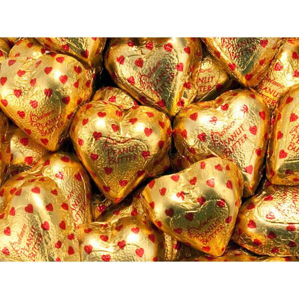 Palmer Gold Foiled Peanut Butter Filled Milk Chocolate Hearts: 4LB Bag - Candy Warehouse