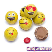 Palmer Love Xpressions Valentine Emojis Foiled Chocolate Balls in Mesh Bags: 18-Piece Box - Candy Warehouse