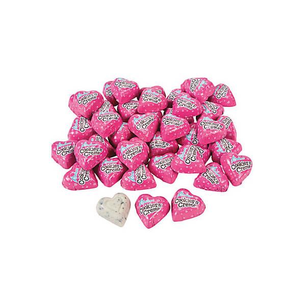 Palmer Pink Foiled Cookies 'n Cream Chocolate Hearts Candy: 4LB Bag - Candy Warehouse