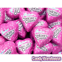 Palmer Pink Foiled Cookies 'n Cream Chocolate Hearts Candy: 4LB Bag - Candy Warehouse
