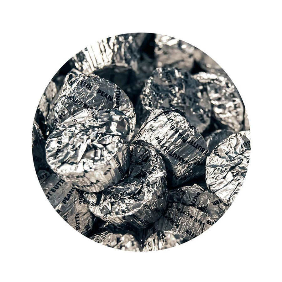 Palmer Silver Foiled Peanut Butter Cups: 4LB Bag - Candy Warehouse