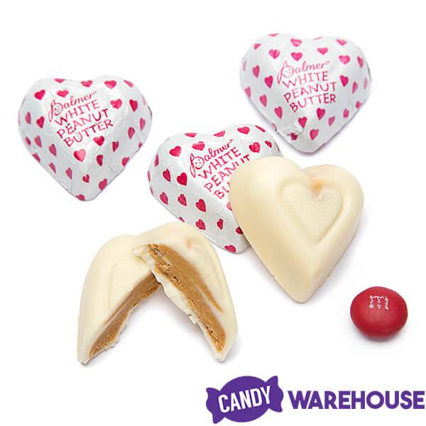 Palmer Valentine Foiled Peanut Butter Filled White Chocolate Hearts: 4LB Bag - Candy Warehouse