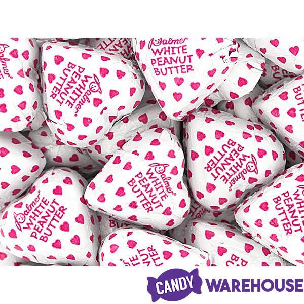 Palmer Valentine Foiled Peanut Butter Filled White Chocolate Hearts: 4LB Bag - Candy Warehouse