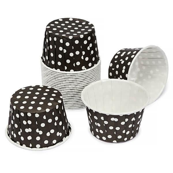 Paper 4-Ounce Candy Cups - Black Polka Dots: 25-Piece Pack - Candy Warehouse