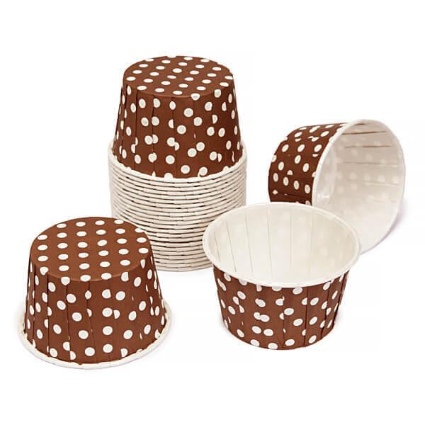 Paper 4-Ounce Candy Cups - Brown Polka Dots: 25-Piece Pack - Candy Warehouse