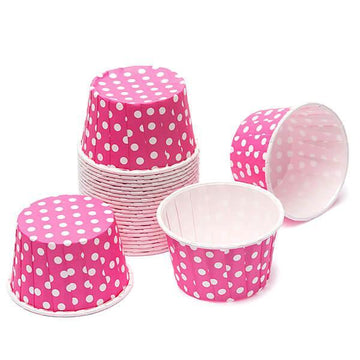 Paper 4-Ounce Candy Cups - Hot Pink Polka Dots: 25-Piece Pack - Candy Warehouse