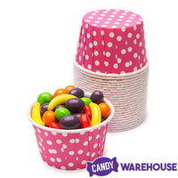 Paper 4-Ounce Candy Cups - Hot Pink Polka Dots: 25-Piece Pack - Candy Warehouse