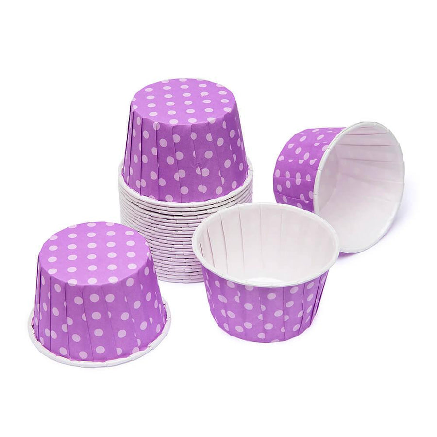 Paper 4-Ounce Candy Cups - Lavender Polka Dots: 25-Piece Pack - Candy Warehouse
