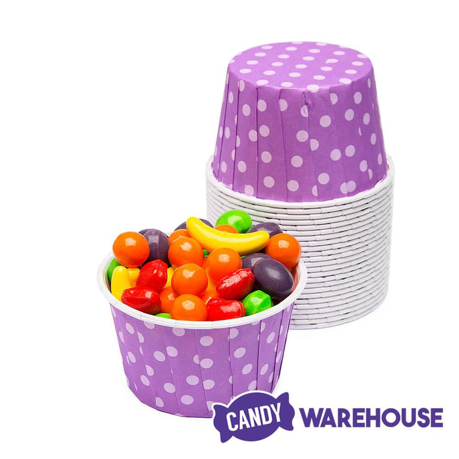 Paper 4-Ounce Candy Cups - Lavender Polka Dots: 25-Piece Pack - Candy Warehouse