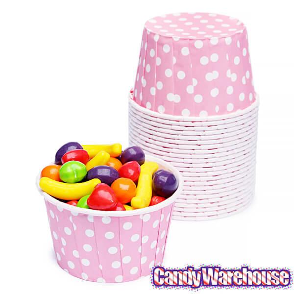 Paper 4-Ounce Candy Cups - Light Pink Polka Dots: 25-Piece Pack - Candy Warehouse