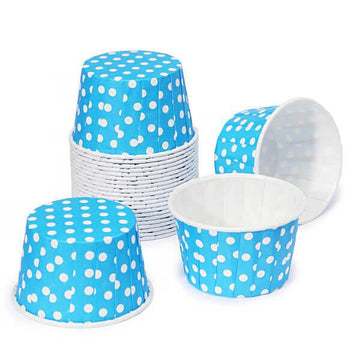 Paper 4-Ounce Candy Cups - Royal Blue Polka Dots: 25-Piece Pack - Candy Warehouse