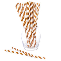 Paper 7.75-Inch Drinking Straws - Brown Stripes: 25-Piece Pack - Candy Warehouse