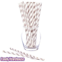 Paper 7.75-Inch Drinking Straws - Grey Stripes: 25-Piece Pack - Candy Warehouse