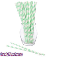 Paper 7.75-Inch Drinking Straws - Mint Green Stripes: 25-Piece Pack - Candy Warehouse