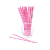 Paper 7.75-Inch Drinking Straws - Pink Chevron Stripes: 25-Piece Pack - Candy Warehouse