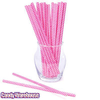 Paper 7.75-Inch Drinking Straws - Pink Chevron Stripes: 25-Piece Pack - Candy Warehouse