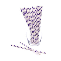Paper 7.75-Inch Drinking Straws - Purple Polka Dots: 25-Piece Pack - Candy Warehouse