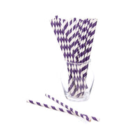 Paper 7.75-Inch Drinking Straws - Purple Stripes: 25-Piece Pack - Candy Warehouse