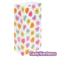 Paper Candy Hearts Treat Bags: 24-Piece Pack - Candy Warehouse