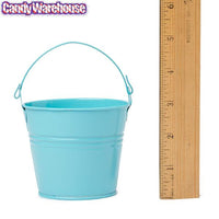 Pastel Blue Tinplate Pails with Handles: 12-Piece Set - Candy Warehouse
