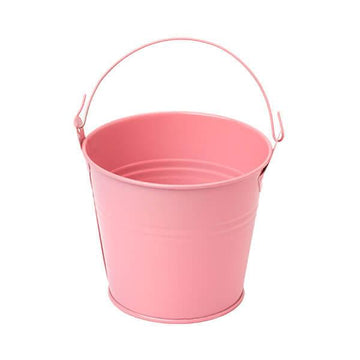 Pastel Pink Tinplate Pails with Handles: 12-Piece Set - Candy Warehouse