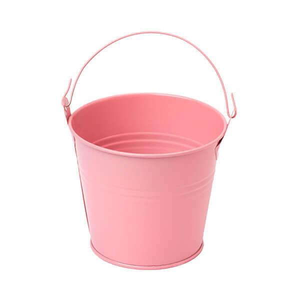 Pastel Pink Tinplate Pails with Handles: 12-Piece Set - Candy Warehouse
