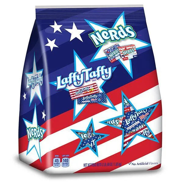 Patriotic Laffy Taffy and Nerds Fun Size Candy Packs 40Ounce Bag