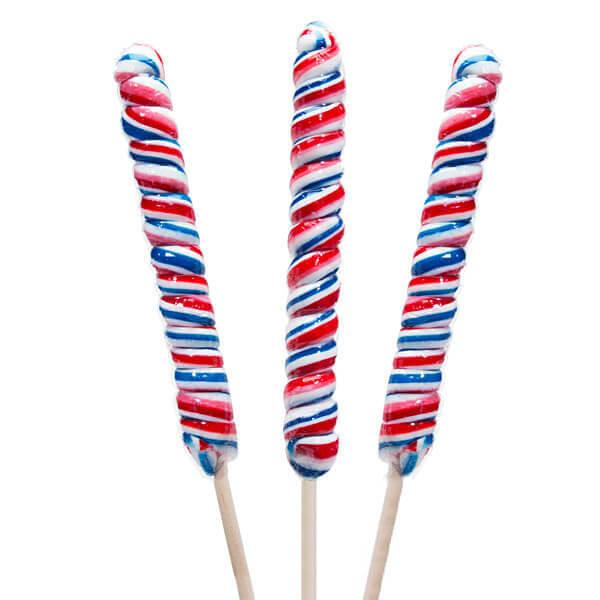 Patriotic USA Red - White - Blue 2-Ounce Twister Lollipops: 12-Piece Box - Candy Warehouse