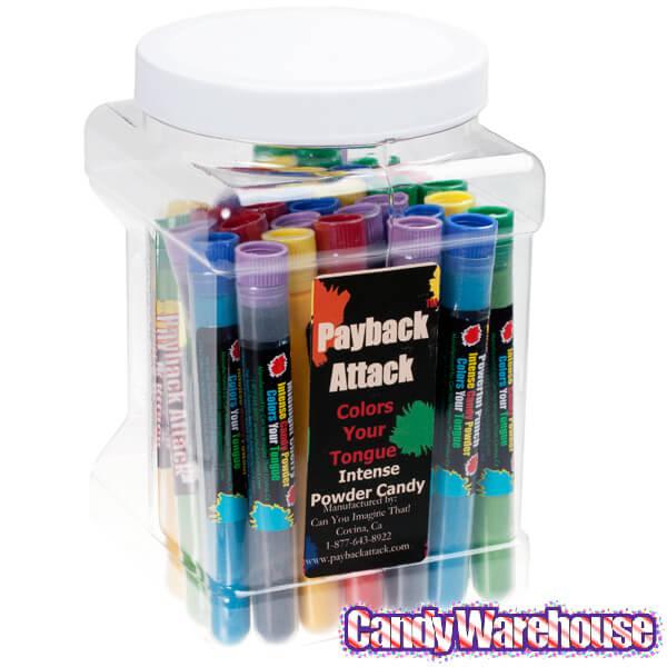 Payback Attack Sour Powder Candy Test Tubes: 35-Piece Tub - Candy Warehouse