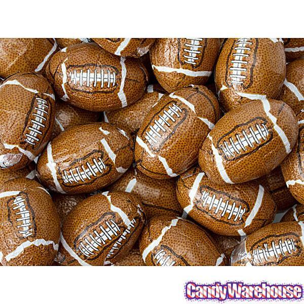 Peanut Butter Filled Chocolate Footballs in Mesh Bags: 18-Piece Box - Candy Warehouse