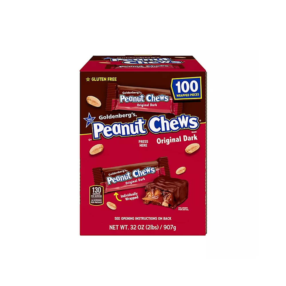 Peanut Chews Mini Size Candy Bars - Original Dark: 100-Piece Box
