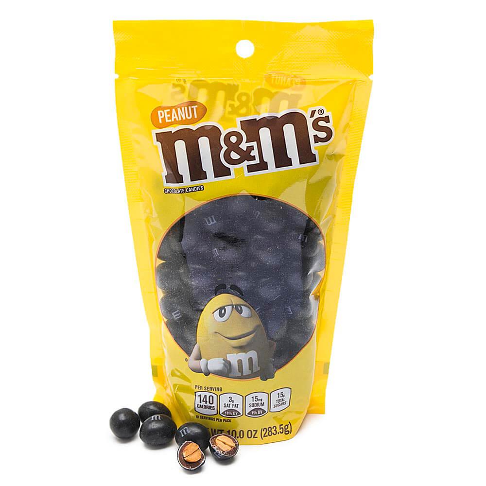Peanut M&M's Milk Chocolate Candy - Black: 10-Ounce Bag - Candy Warehouse