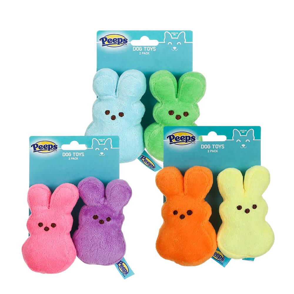 Peeps Assorted Bunnies Plush Squeaker Pet Toy: 2-Piece Pack - Candy Warehouse