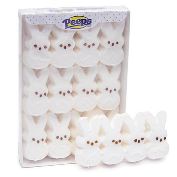 Peeps Marshmallow Candy Bunnies - White: 12-Piece Pack - Candy Warehouse