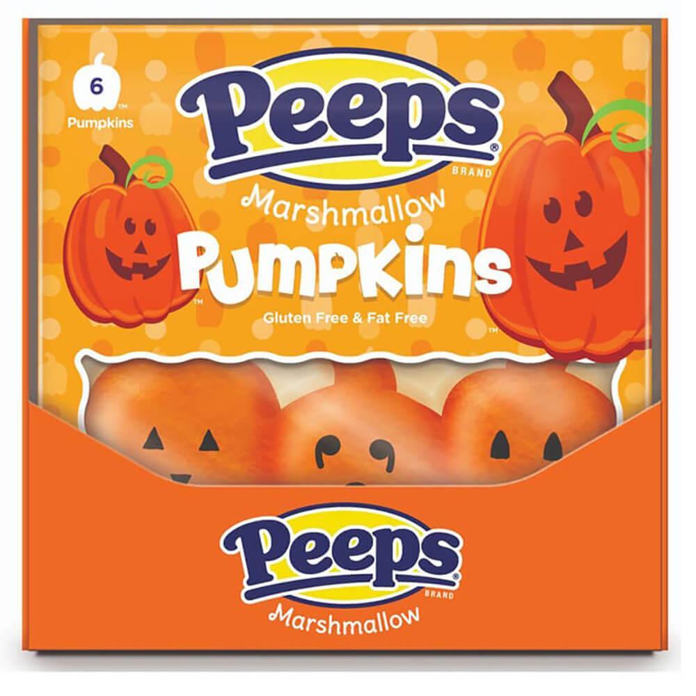 Peeps Marshmallow Halloween Candy Packs - Pumpkins: 12-Piece Case - Candy Warehouse