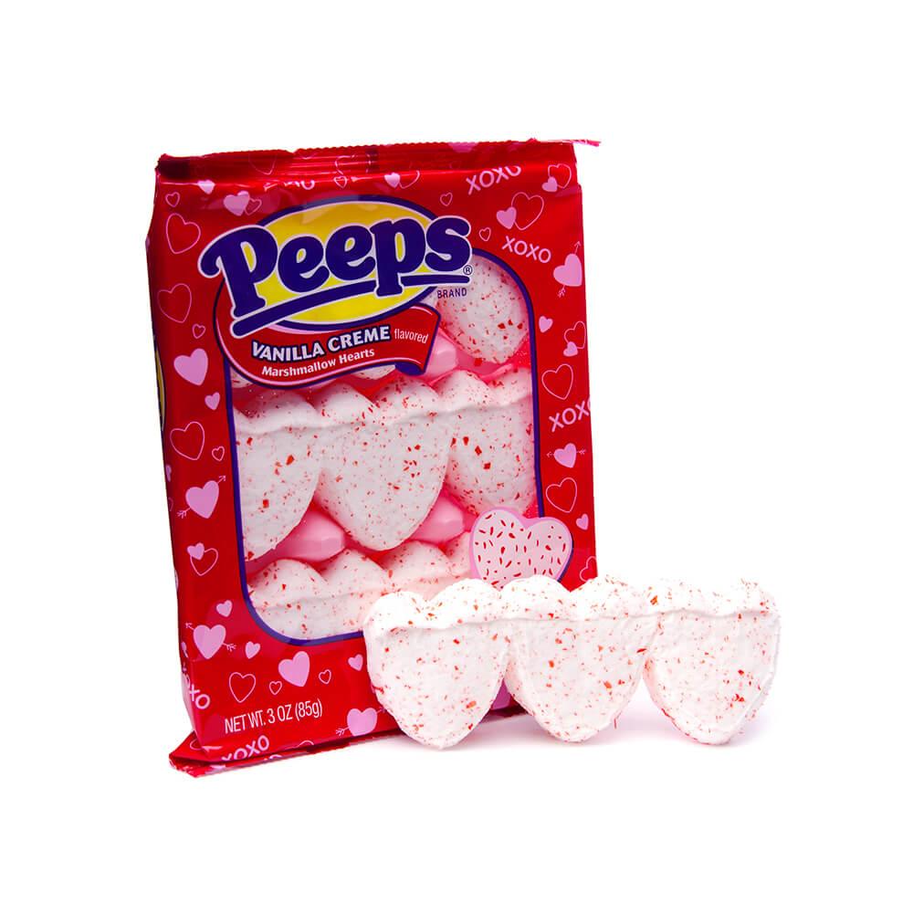 Peeps Marshmallow Hearts Candy 9-Packs - Vanilla Creme: 24-Piece Case - Candy Warehouse