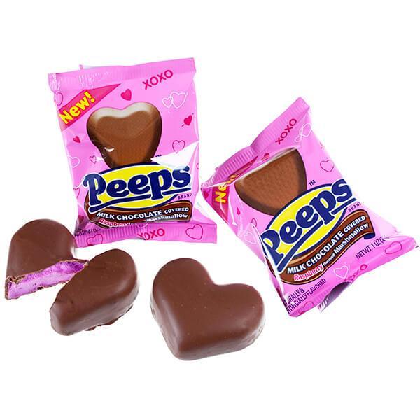 Peeps Milk Chocolate Covered Marshmallow Hearts: 24-Piece Box - Candy Warehouse
