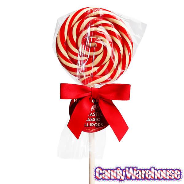 Peppermint 2-Ounce Swirl Lollipops: 15-Piece Box - Candy Warehouse