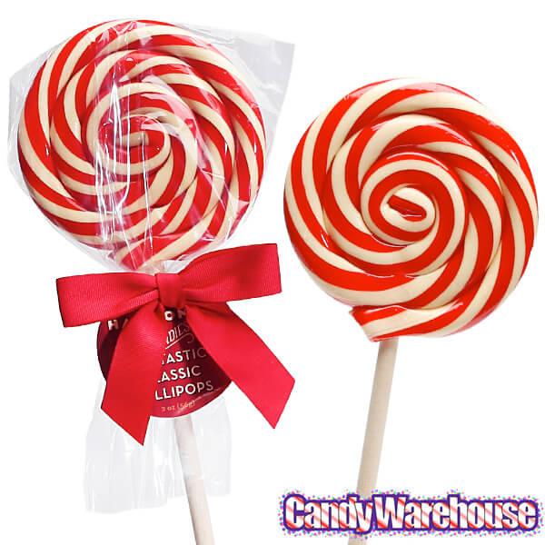 Peppermint 2-Ounce Swirl Lollipops: 15-Piece Box - Candy Warehouse