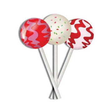 Peppermint Bark, Candy Cane, and Sugar Cookie Christmas Ball Lollipops: 48-Piece Display - Candy Warehouse