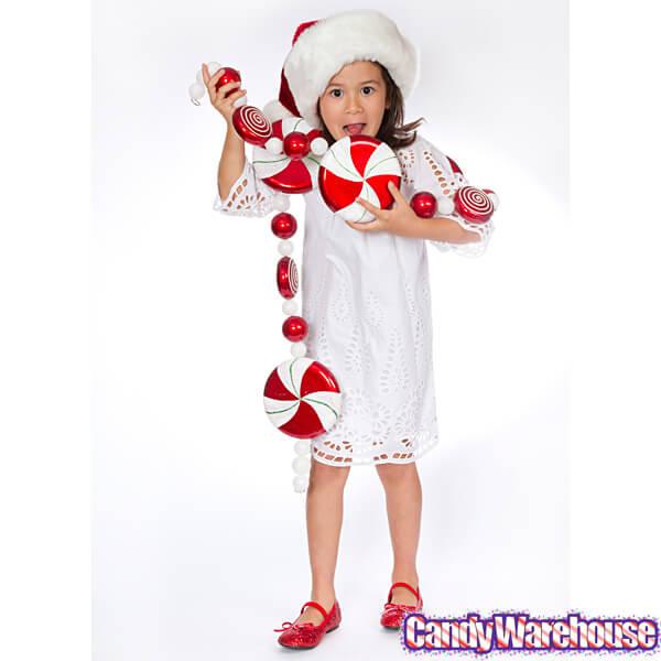 Peppermint Candy Ornaments 6-Foot Garland - Candy Warehouse