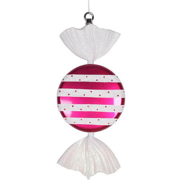 Pink and White Stripe Candy Ornament - 13 Inch - Candy Warehouse