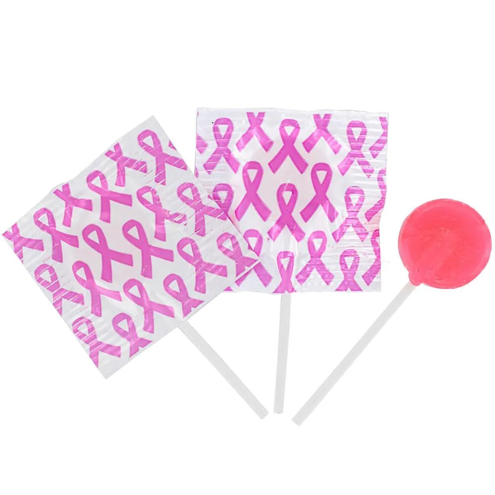 Pink Awareness Ribbon Lollipops: 55-Piece Bag | Candy Warehouse