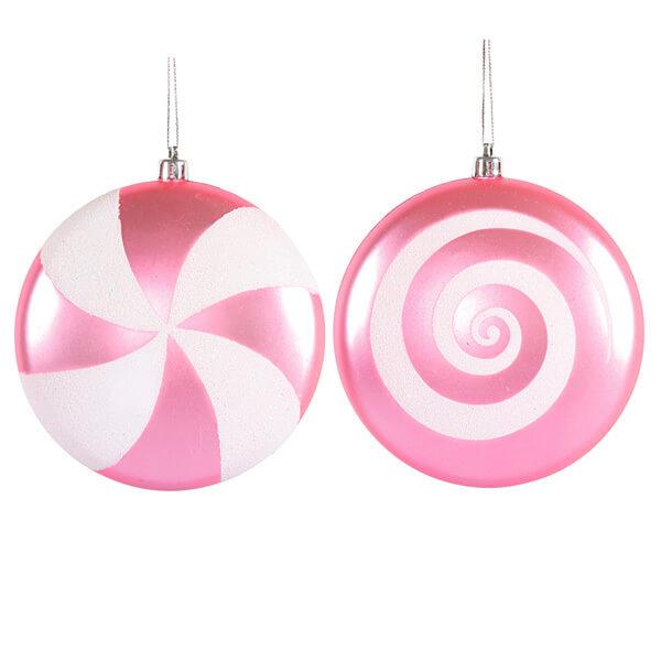 Pink Candy Swirl Ornaments - 4.75 Inch: 4-Piece Box - Candy Warehouse