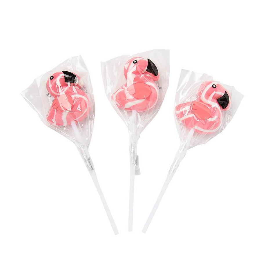 Pink Flamingo Shaped Swirl Pops: 12-Piece Box - Candy Warehouse