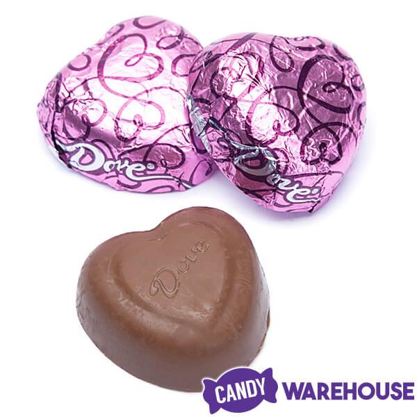 Pink Foiled Dove Milk Chocolate Hearts: 35-Piece Bag - Candy Warehouse